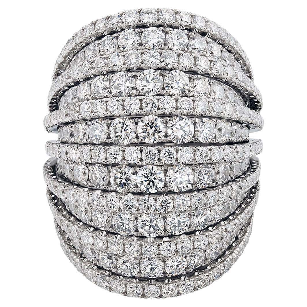 Customizable 6.65 Carat Multi Row Diamond Ring, 18K White Gold For Sale ...