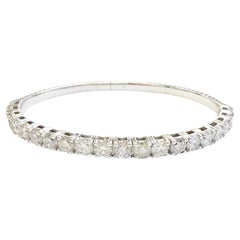 14K Gold Diamond Flex Bangle, 6.65ct, Round Cut