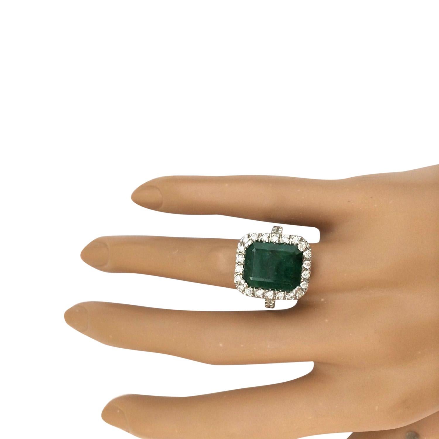 6.65 Carat Natural Emerald 18 Karat Solid White Gold Diamond Ring 1