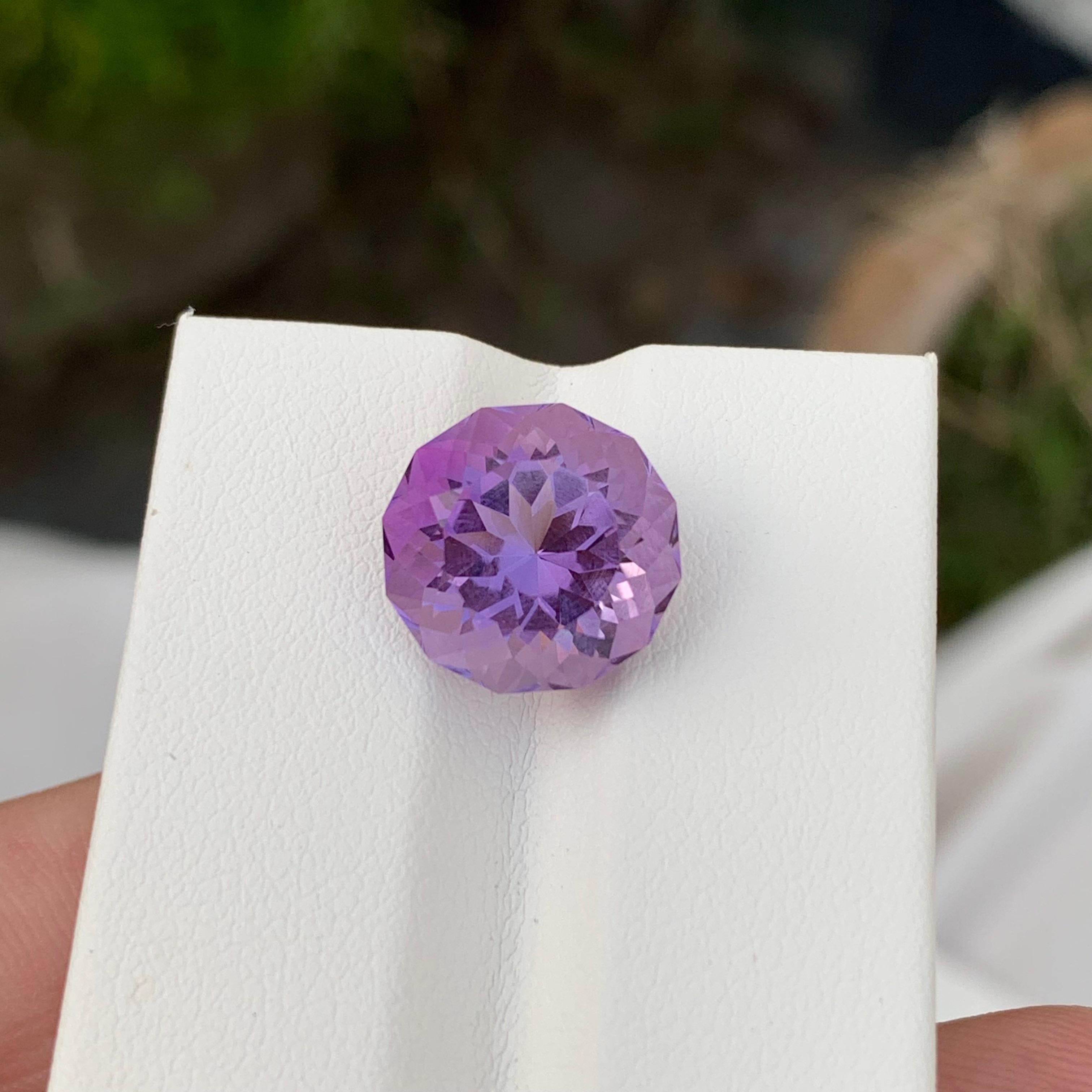 6.65 Carat Natural Loose Amethyst Round Shape Gem For Ring Jewellery For Sale 3
