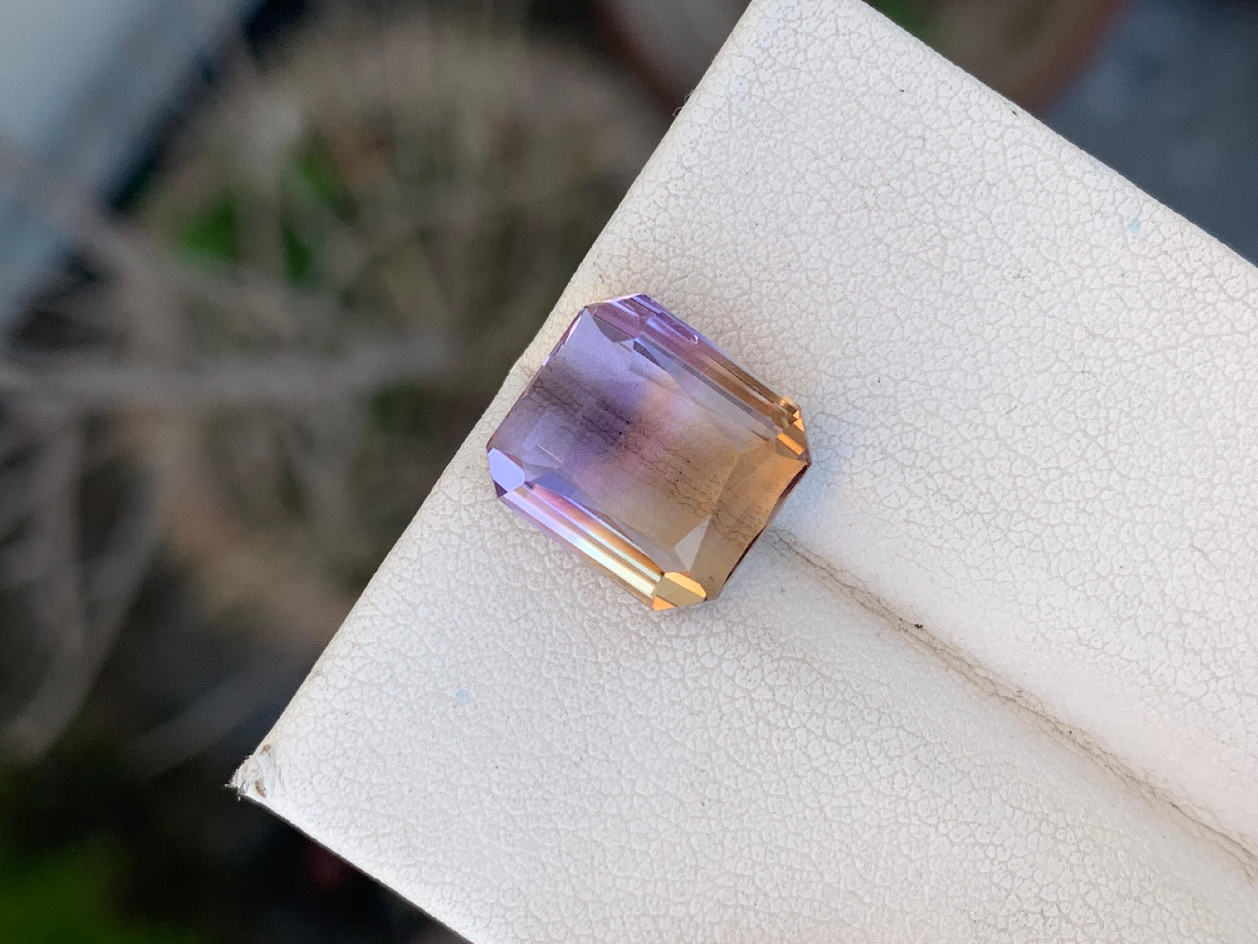 Loose Ametrine
Weight: 6.65 Carats
Dimension: 11.3 x 10.2 x 6.7 Mm
Origin: Brazil
Shape : Emerald
Treatment: Non
Certificate: On Demand


Ametrine, a captivating and unique gemstone, seamlessly blends the enchanting colors of amethyst and citrine