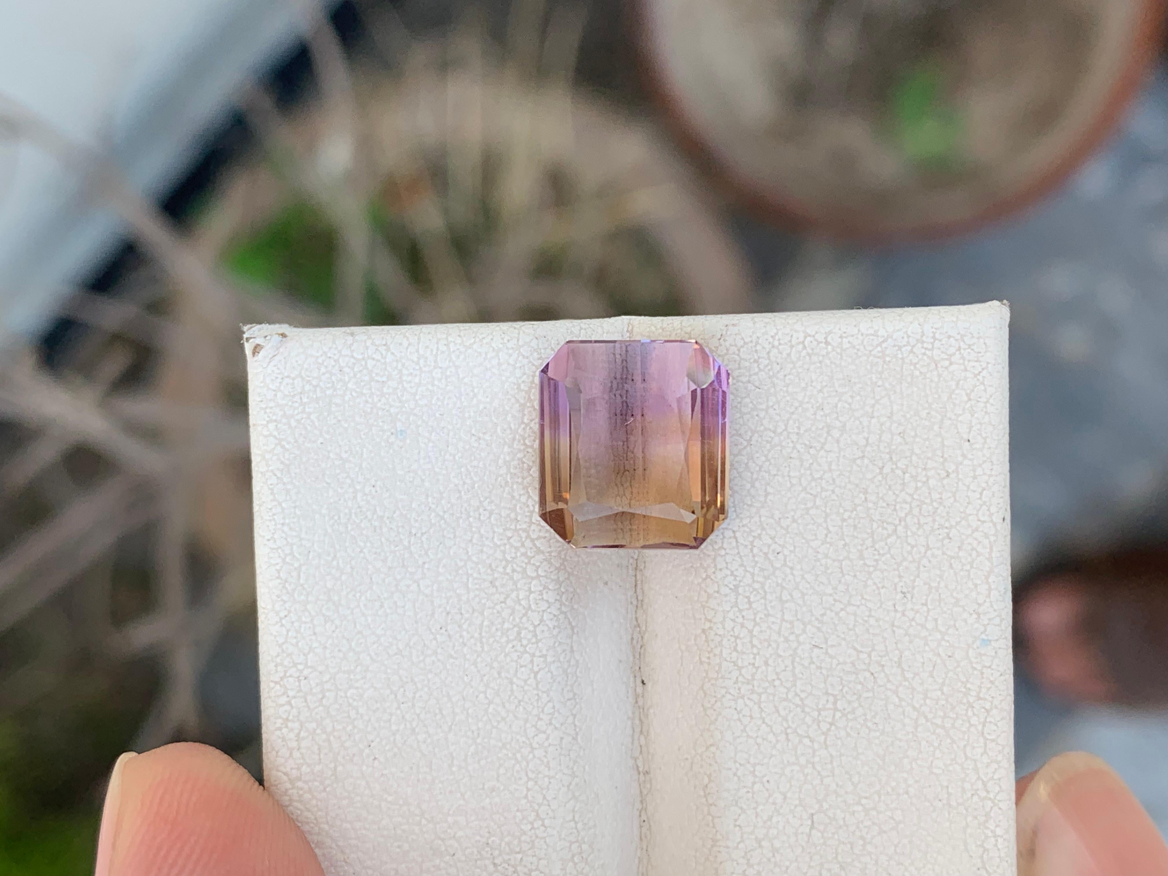 6.65 Carat Natural Loose Ametrine Emerald Shape Gem From Brazil Mine  In New Condition In Peshawar, PK