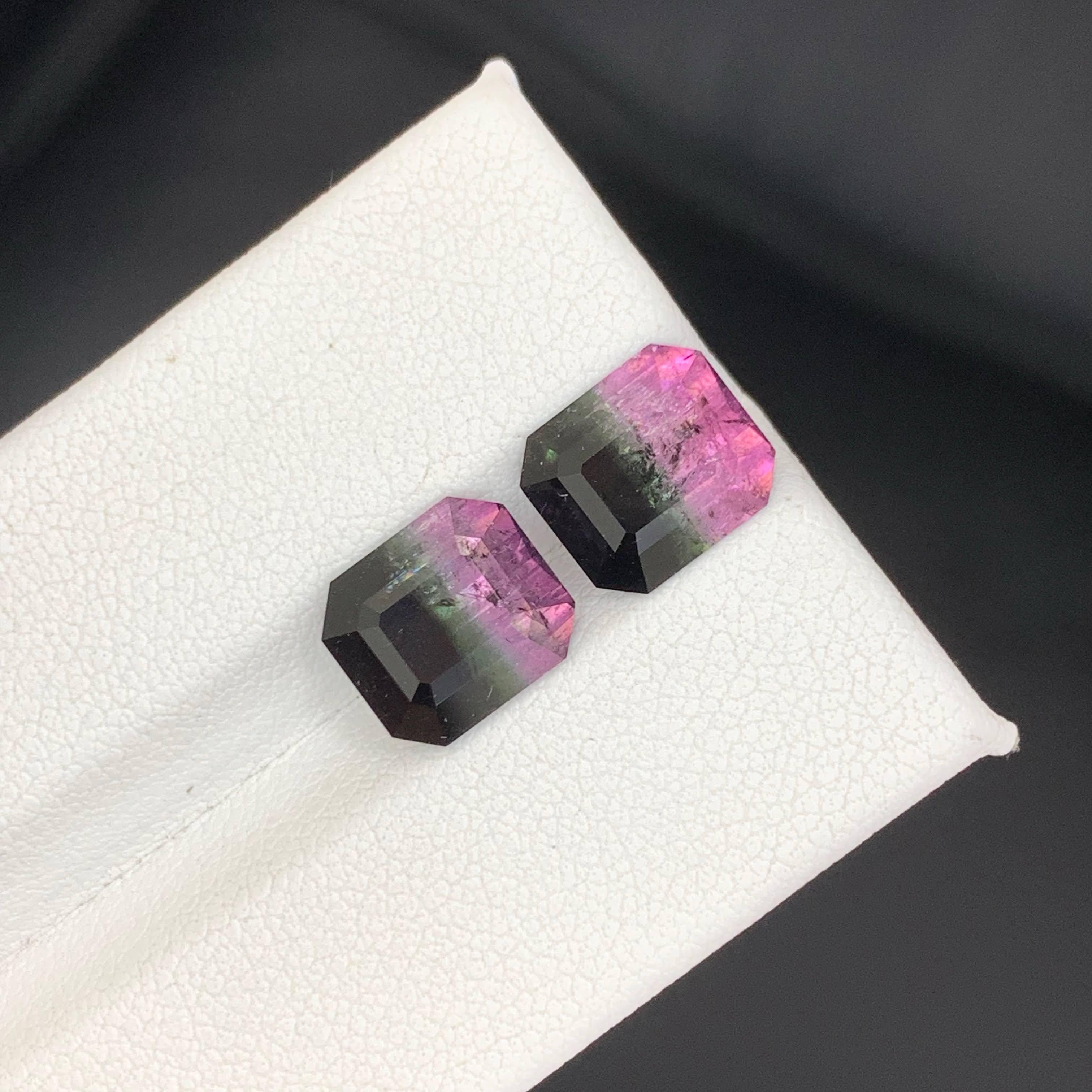 Moderne 6.65 Carat Natural Loose Bi Color Watermelon Tourmaline Pair Afghan Gemstones en vente