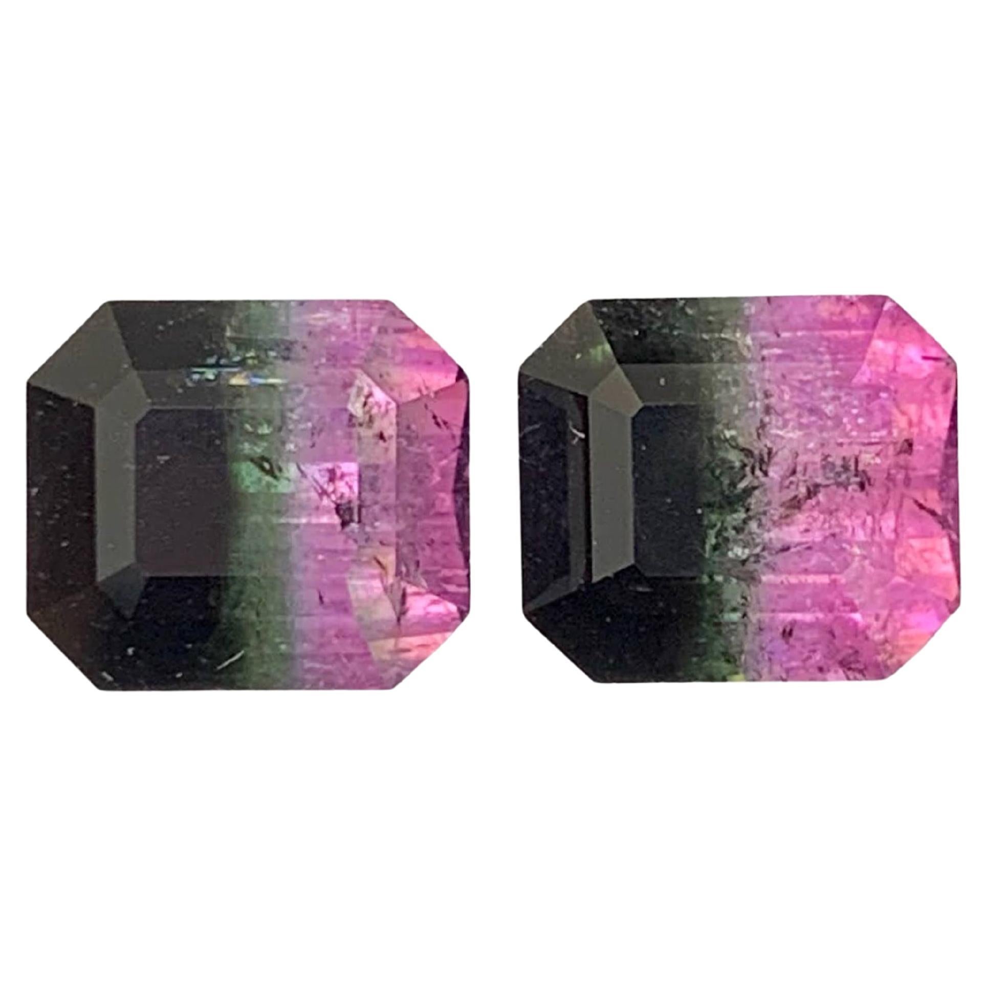 6.65 Carat Natural Loose Bi Color Watermelon Tourmaline Pair Afghan Gemstones en vente