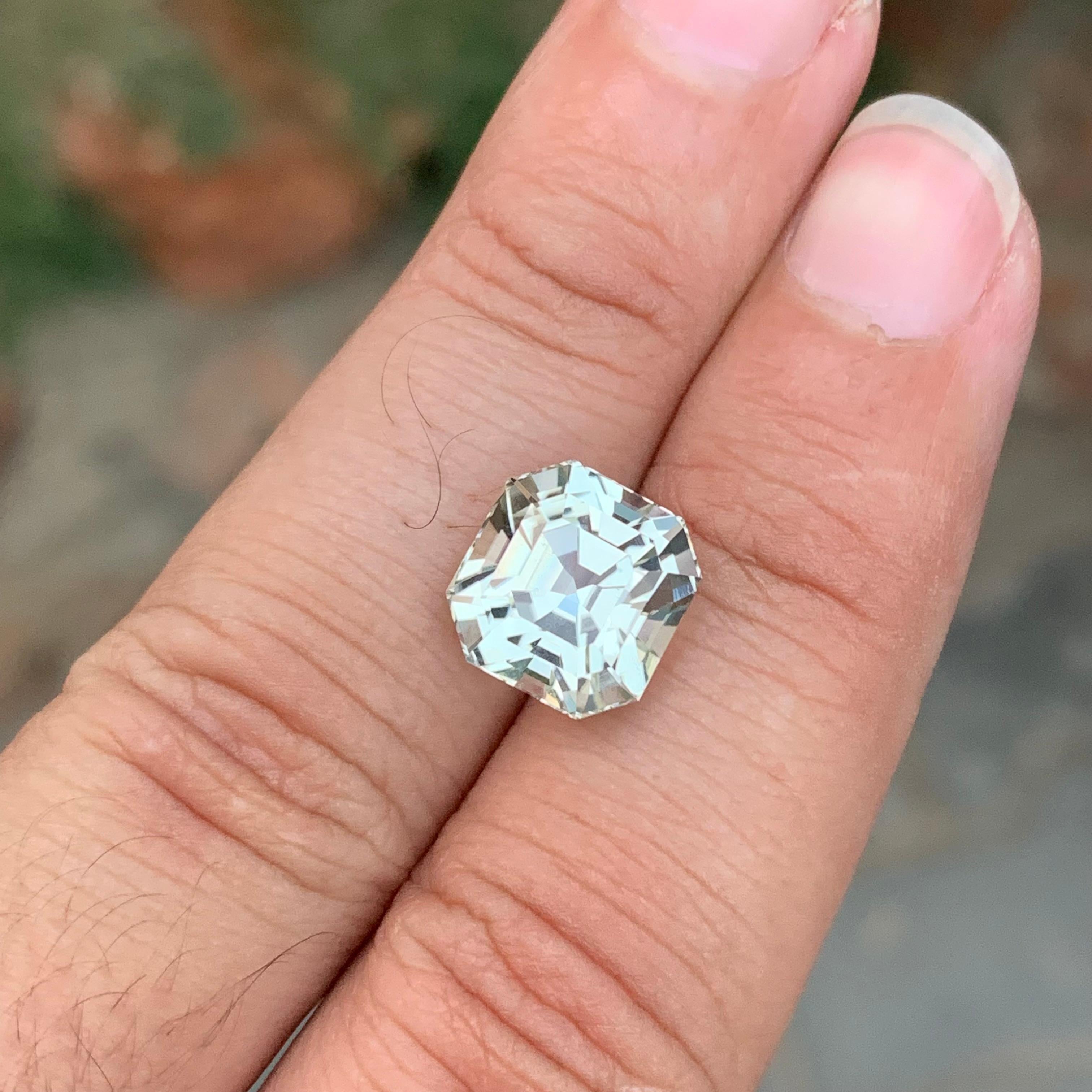 6.65 Carat Natural Loose Light Green Tourmaline Asscher Cut Gemstone (pierre de taille) en vente 4