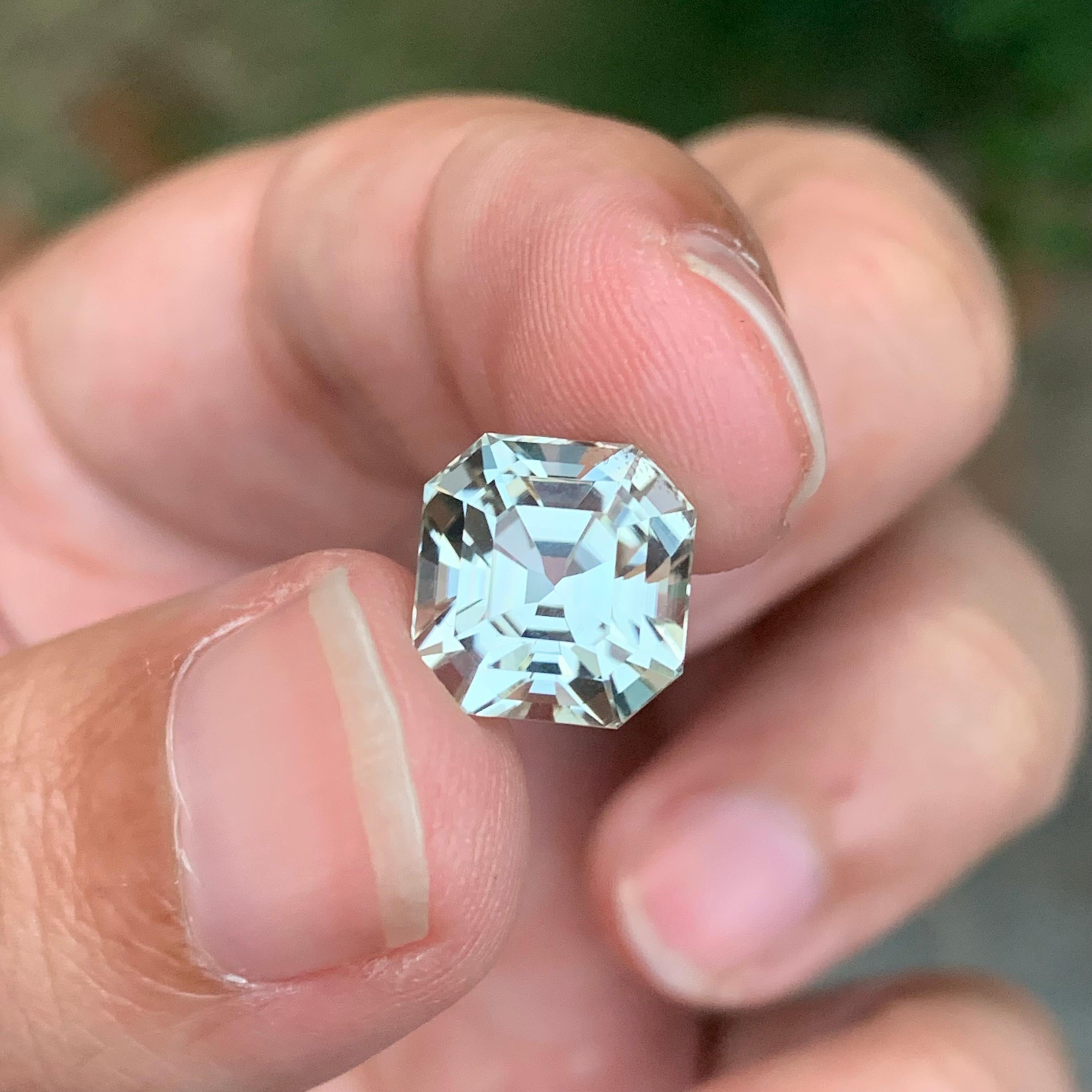 6.65 Carat Natural Loose Light Green Tourmaline Asscher Cut Gemstone (pierre de taille) en vente 2