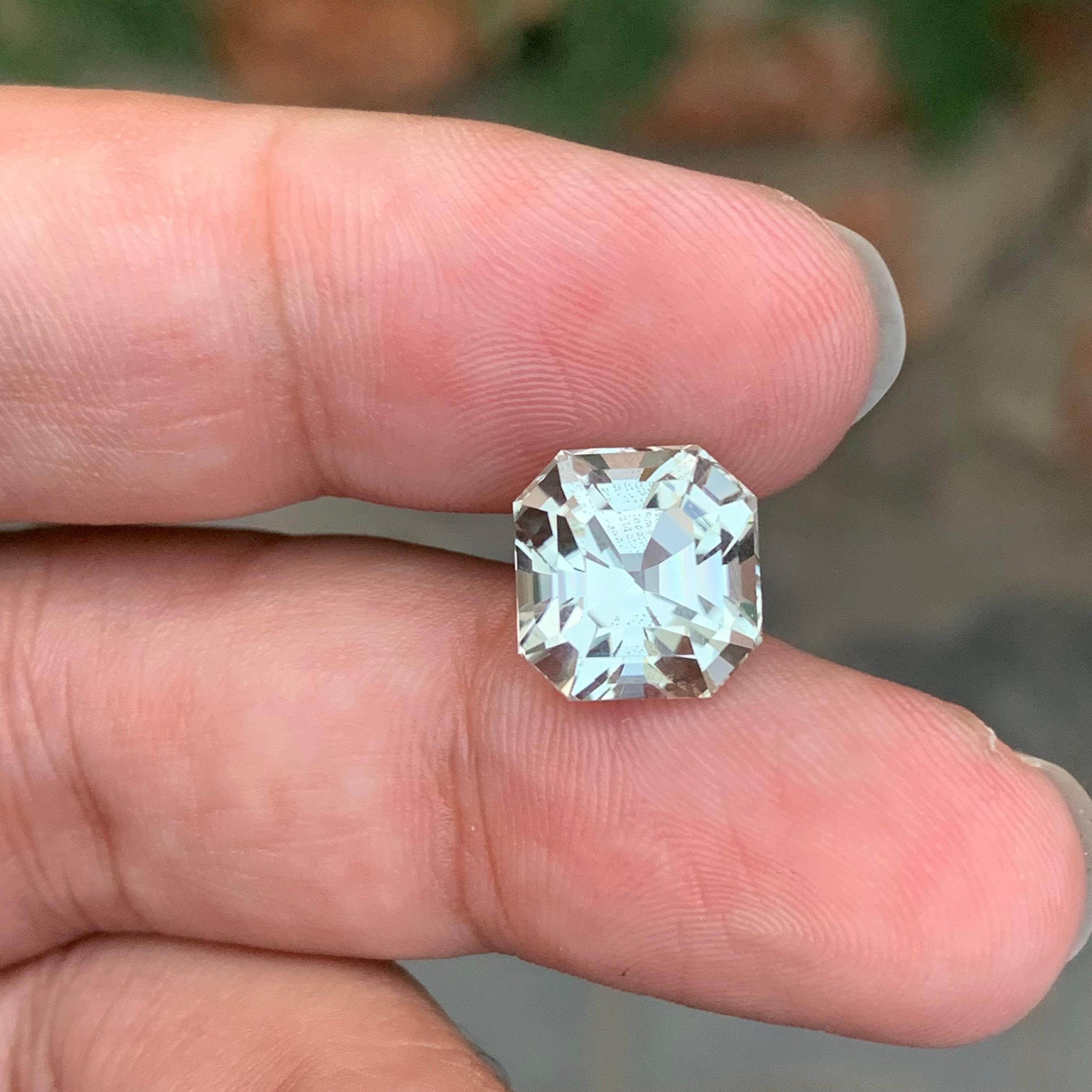 6.65 Carat Natural Loose Light Green Tourmaline Asscher Cut Gemstone (pierre de taille) en vente 3