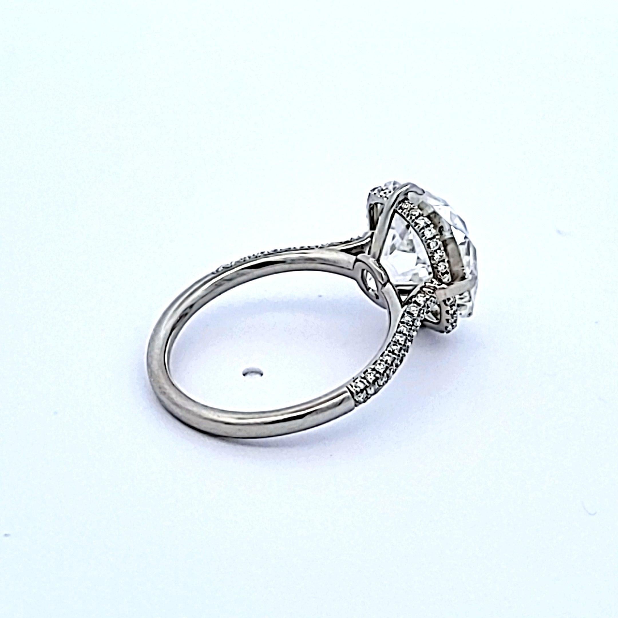6.65 Carat Old Miner Cut H SI2 Diamond Platinum Engagement Ring For Sale 1