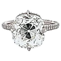 Anillo de compromiso de platino con diamantes talla Old Miner H SI2 de 6,65 quilates