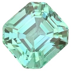 6.65 Carats Asscher Cut Loose Green Seafoam Tourmaline Ring Gem