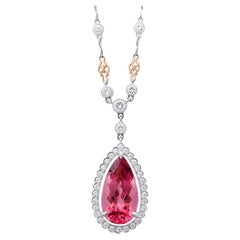 6.65 Carats Pink Tourmaline Diamonds set in Platinum & 18K Rose Gold Pendant