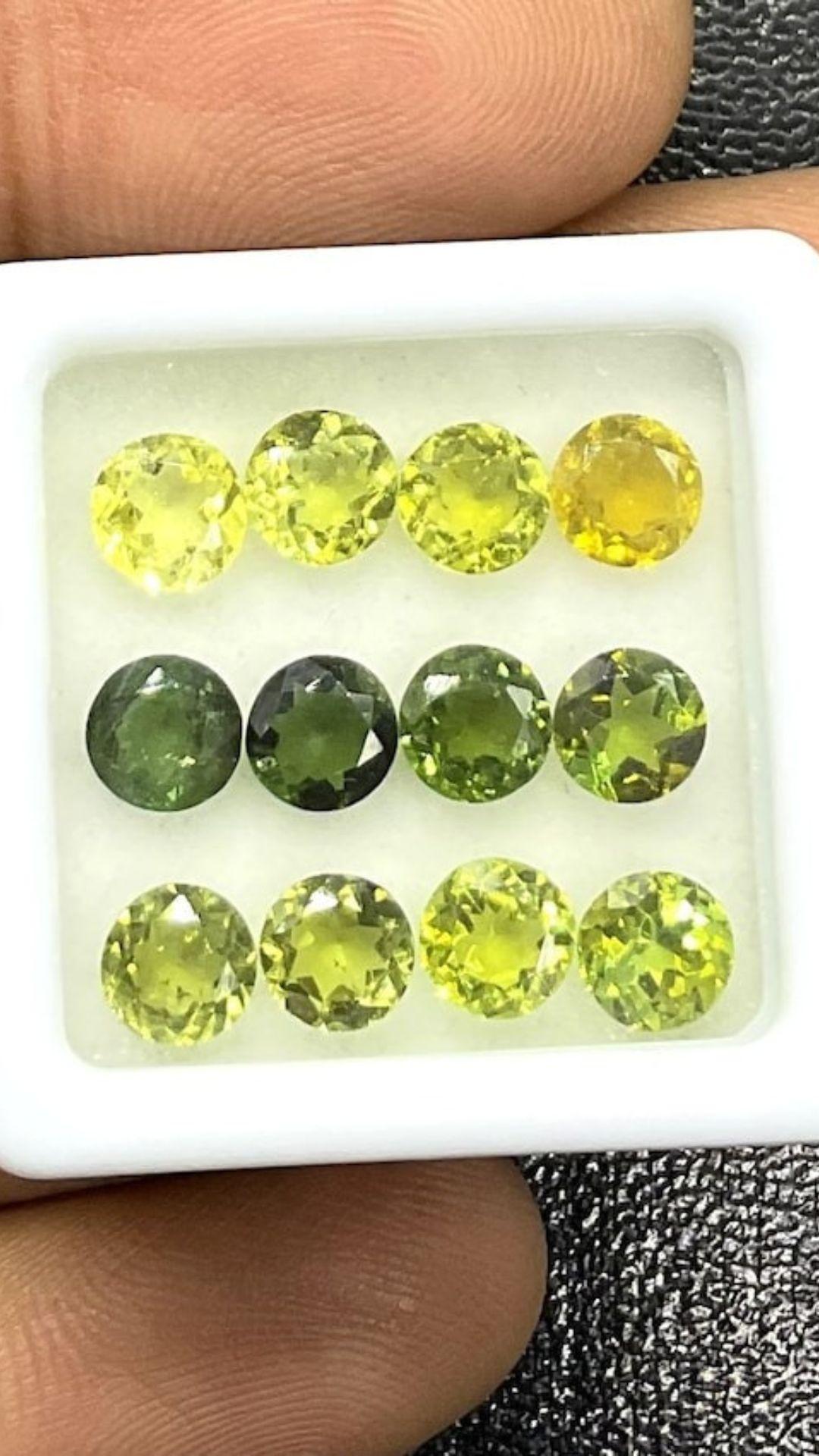 6.65 Carats Tourmaline Match Pairs, Green Tourmaline Round Gemstone In New Condition For Sale In Jaipur, RJ