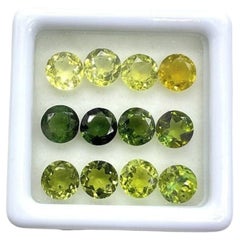 Paire de tourmalines assorties de 6,65 carats, pierre précieuse ronde tourmaline verte