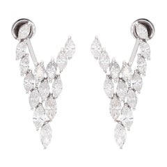 6,65 ct SI/HI Pendientes de Diamante en Forma de Marquesa Joyas de Oro Blanco de 18 Kilates
