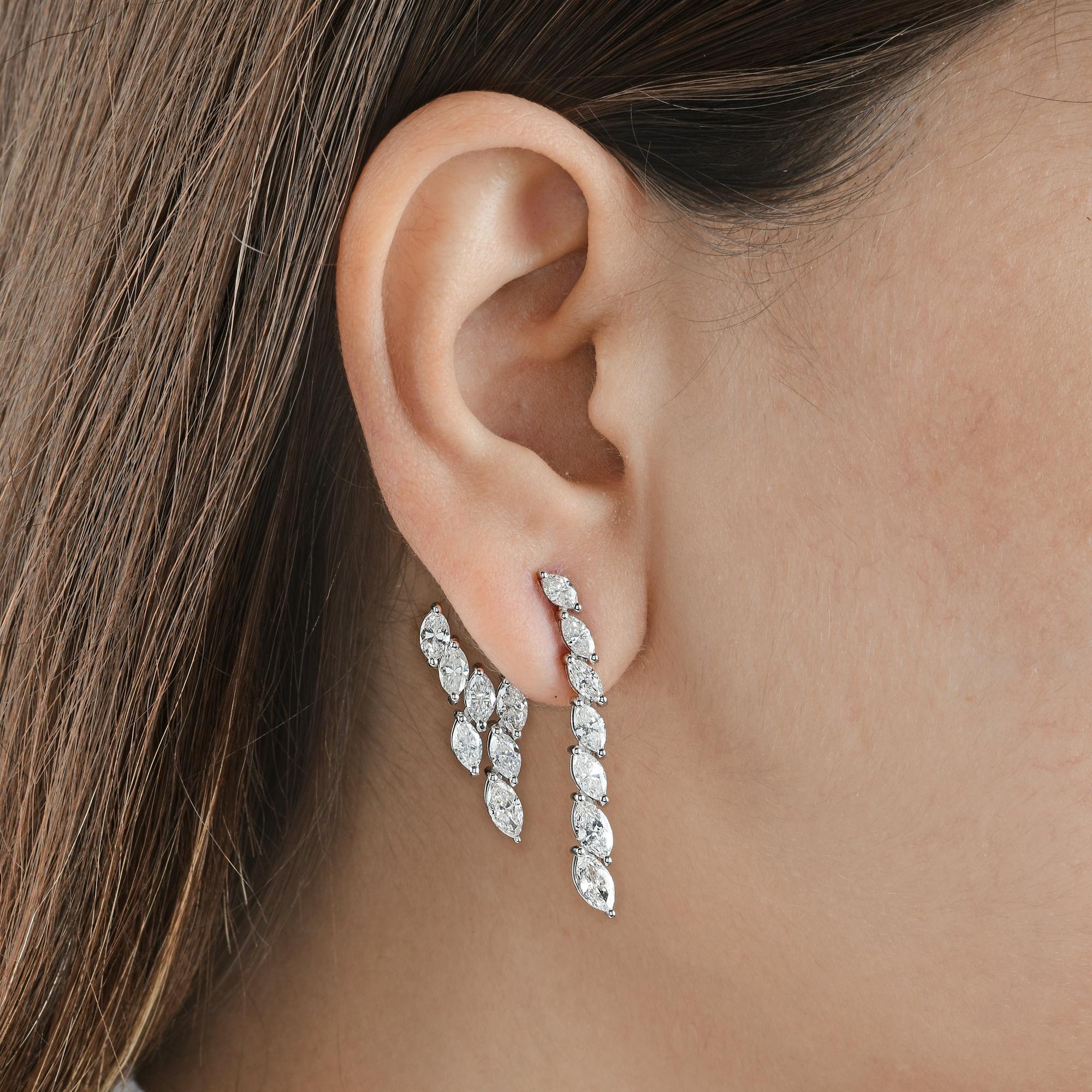 Moderne Boucles d'oreilles veste en or blanc 18 carats avec diamants de forme marquise 6,65 carats SI/HI en vente