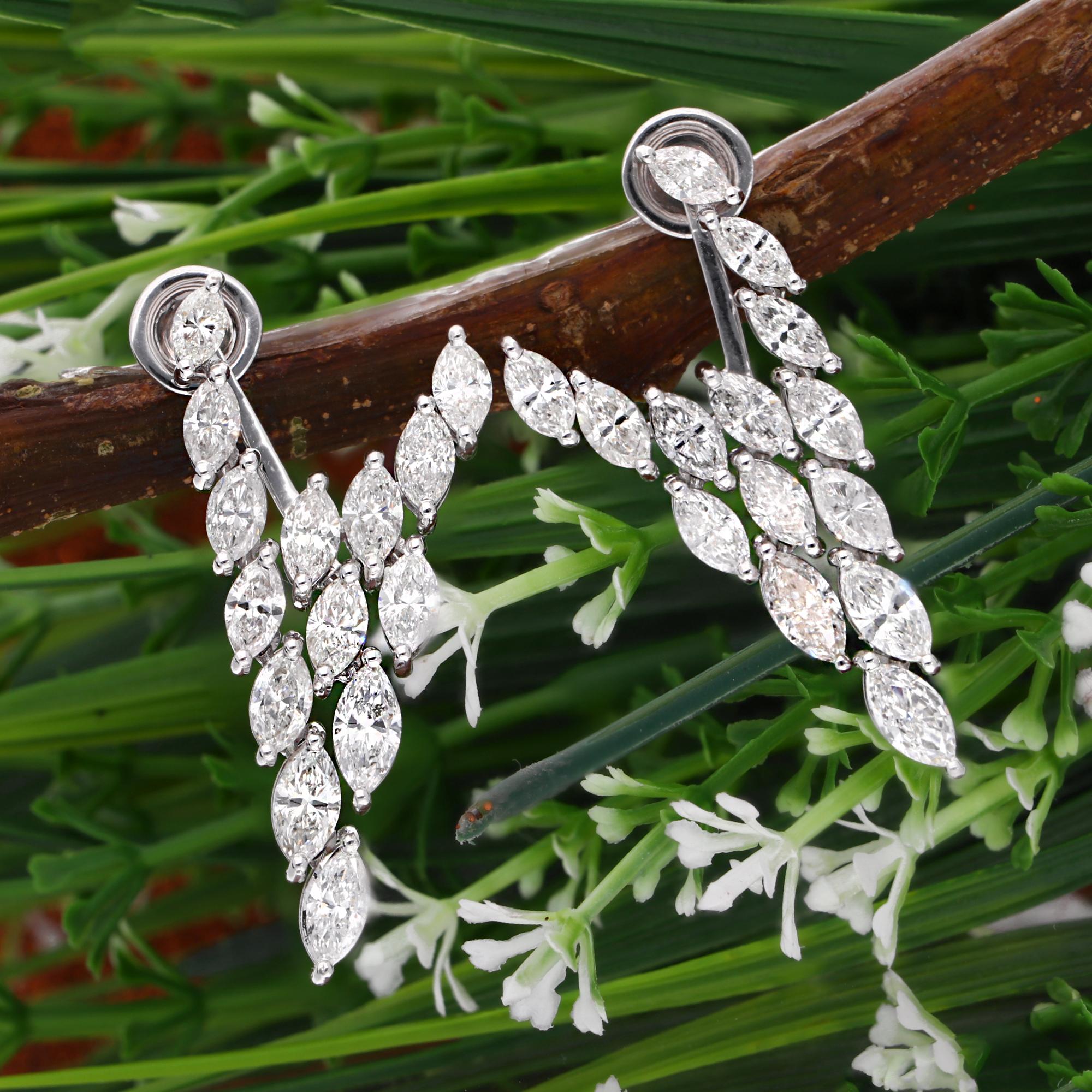 Taille Marquise Boucles d'oreilles veste en or blanc 18 carats avec diamants de forme marquise 6,65 carats SI/HI en vente