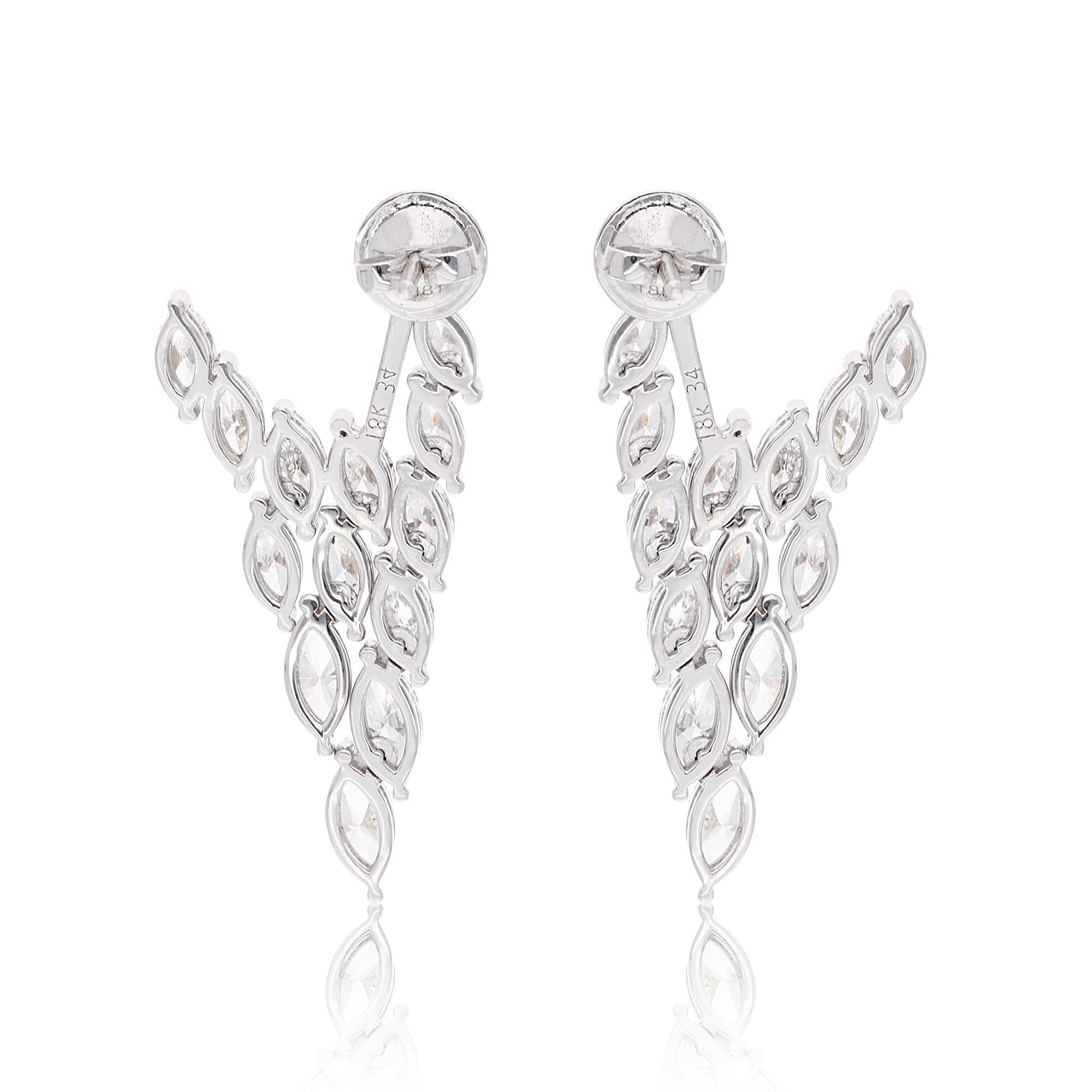 Boucles d'oreilles veste en or blanc 18 carats avec diamants de forme marquise 6,65 carats SI/HI Neuf - En vente à Diera, Dubai