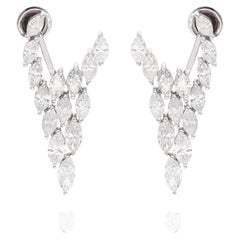 6.65 Ct SI/HI Marquise Shape Diamond Jacket Earrings 18 Karat White Gold Jewelry