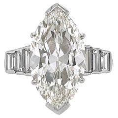 Bague en platine certifiée GIA avec diamants naturels marquises et baguettes de 6,65 carats