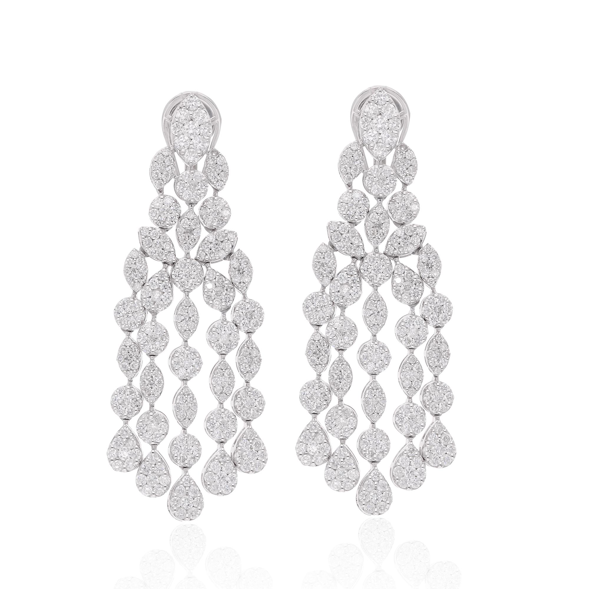 Moderno 6,65Ct SI/H Orecchini Chandelier con Diamanti Naturali in Oro Bianco 14k Gioielli di qualità in vendita
