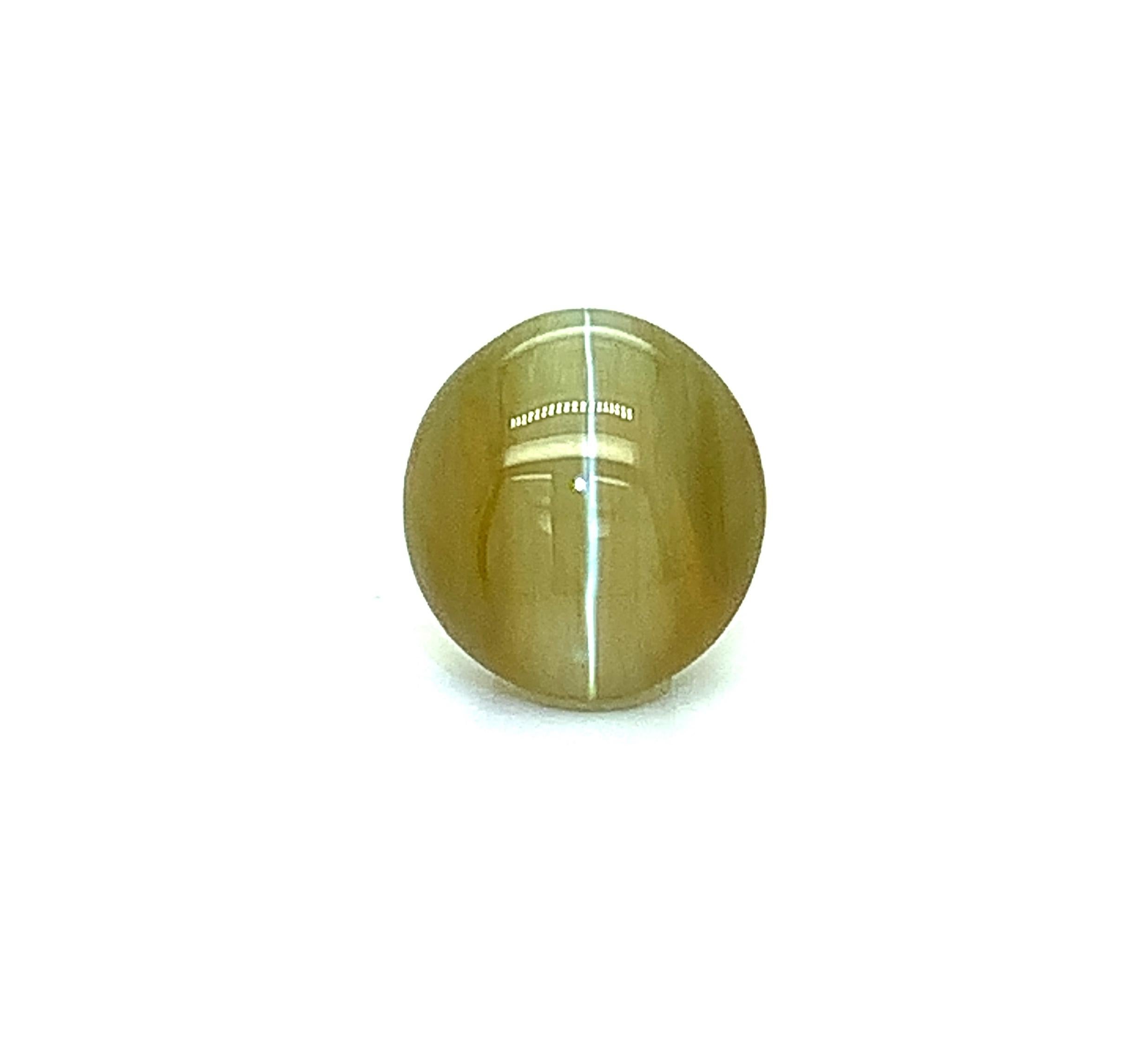 Cabochon 6.66 Carat Cat’s Eye Chrysoberyl, Unset Loose Gemstone, GIA Certified  For Sale