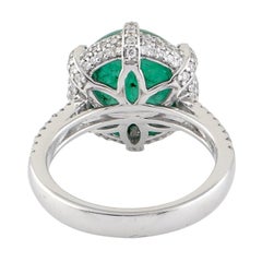 6.66 Carat Emerald Diamond 14 Karat Gold Claw Ring