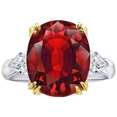 6.66 Carat Oval Red Spinel and Diamond Platinum and 18k Yellow Gold Ring