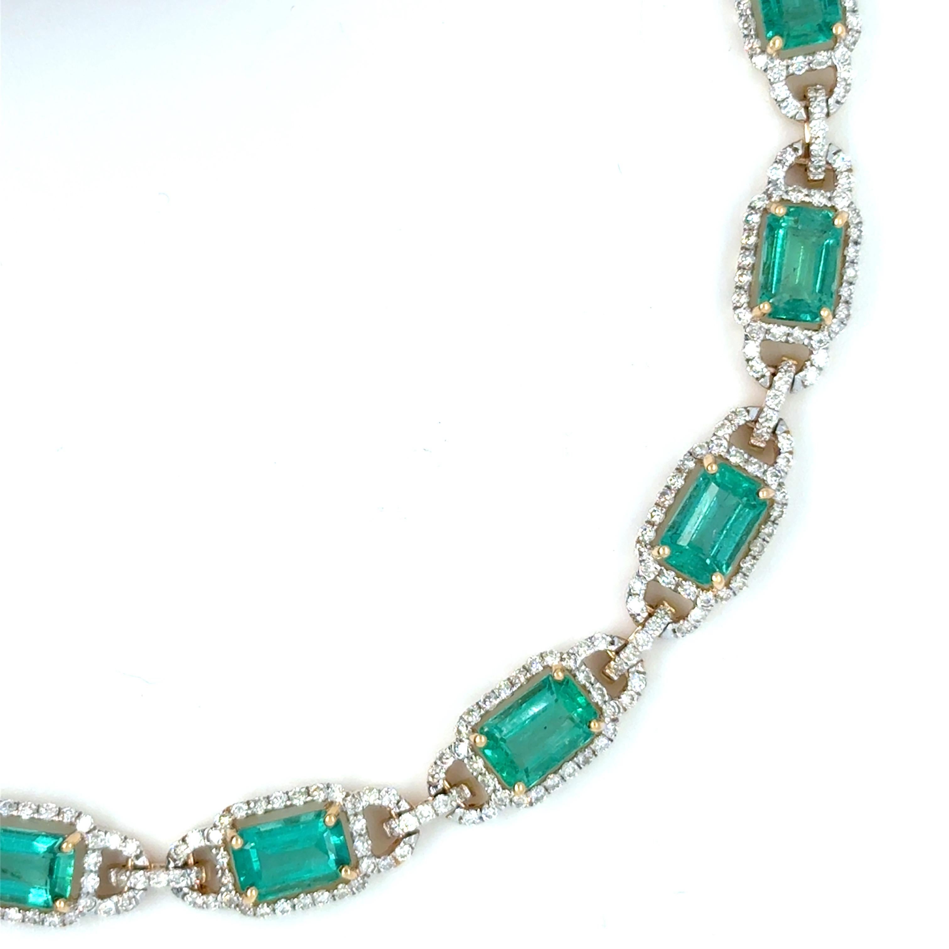 6.66 Cesta Pulsera de Diamantes Esmeralda Corte Octogonal Natural en venta 6