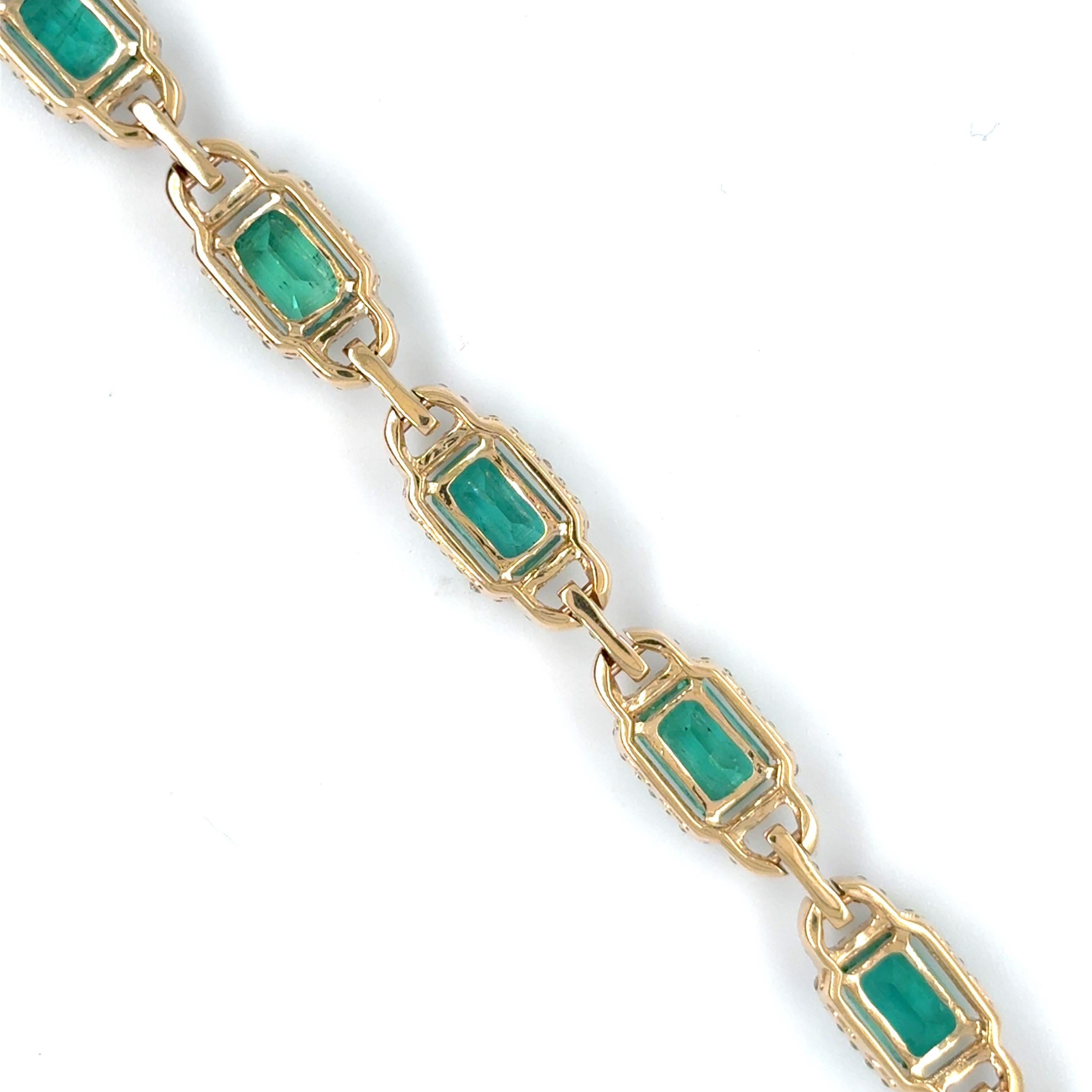 6.66 Cesta Pulsera de Diamantes Esmeralda Corte Octogonal Natural en Nuevo estado para la venta en Trumbull, CT