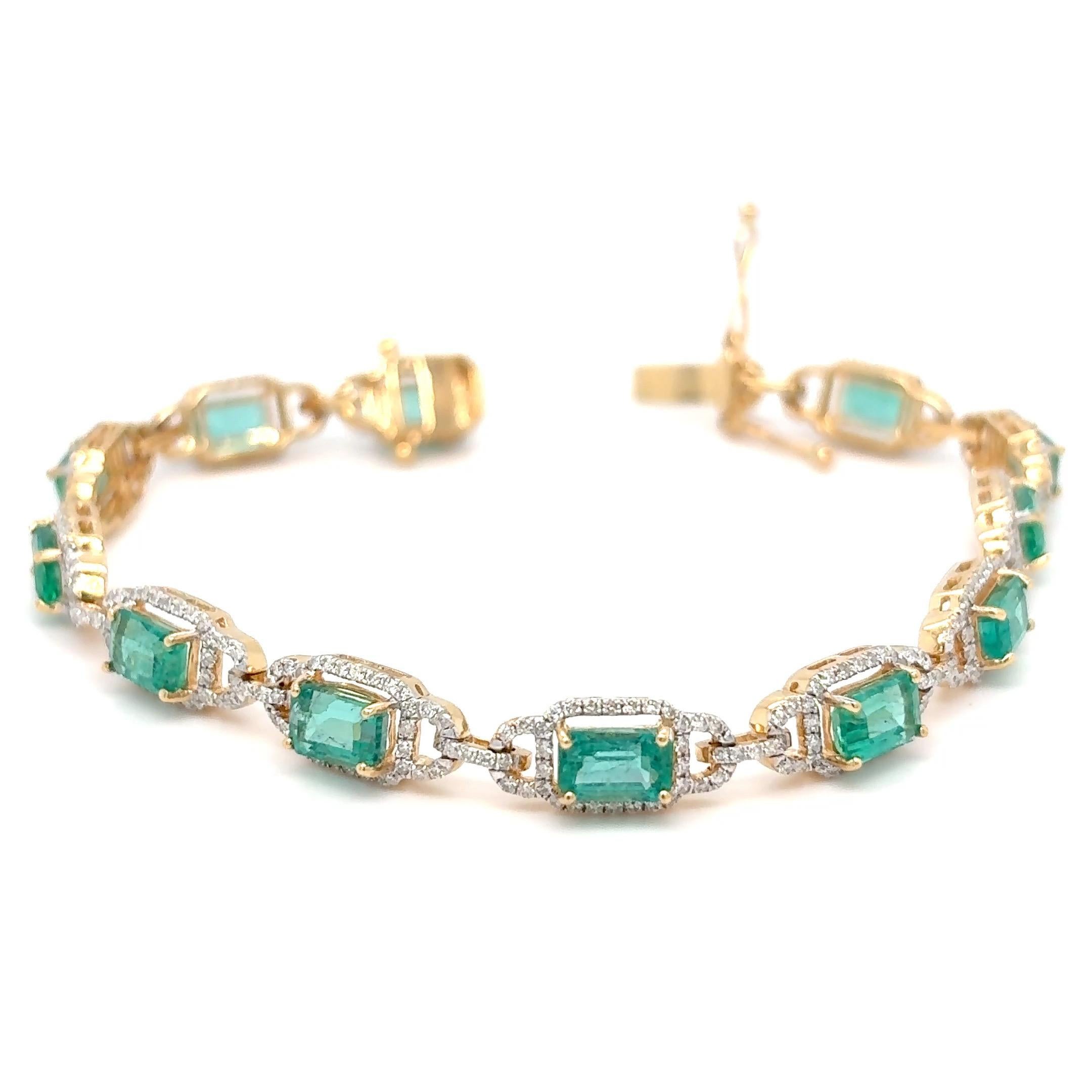 De las mujeres 6.66 Cesta Pulsera de Diamantes Esmeralda Corte Octogonal Natural en venta