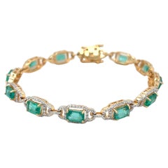 6.66 Warenkorb Natürliches Smaragd-Diamantenarmband mit achteckigem Schliff