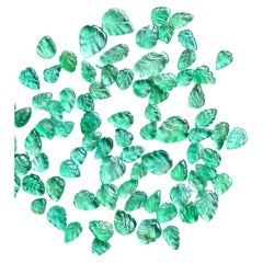 66.60 Carats Green Colombian Emerald Carved Leaf Loose Gemstone for Fine Jewelry