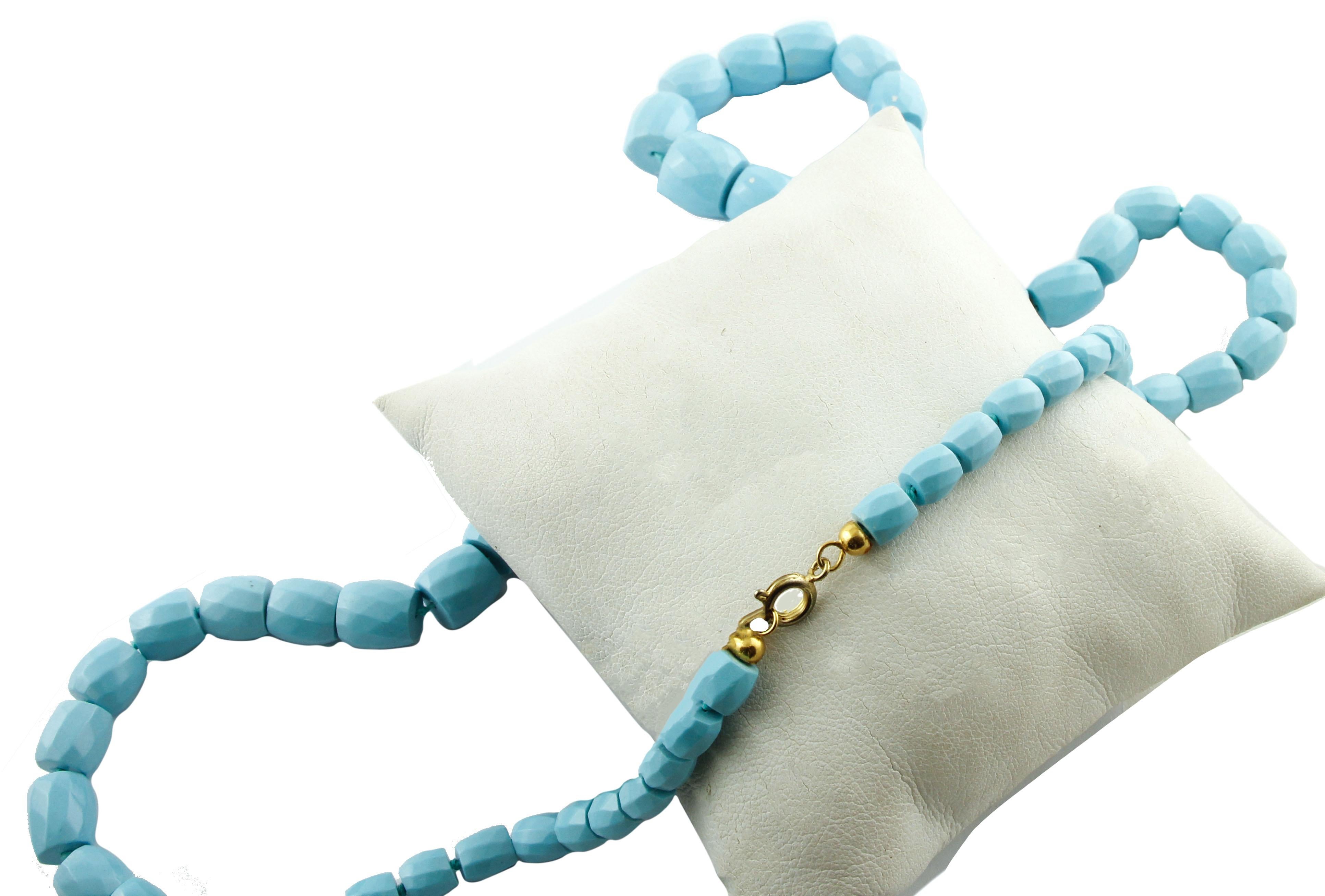 66.60 g Turquoise Paste Link Necklace In Excellent Condition In Marcianise, Marcianise (CE)