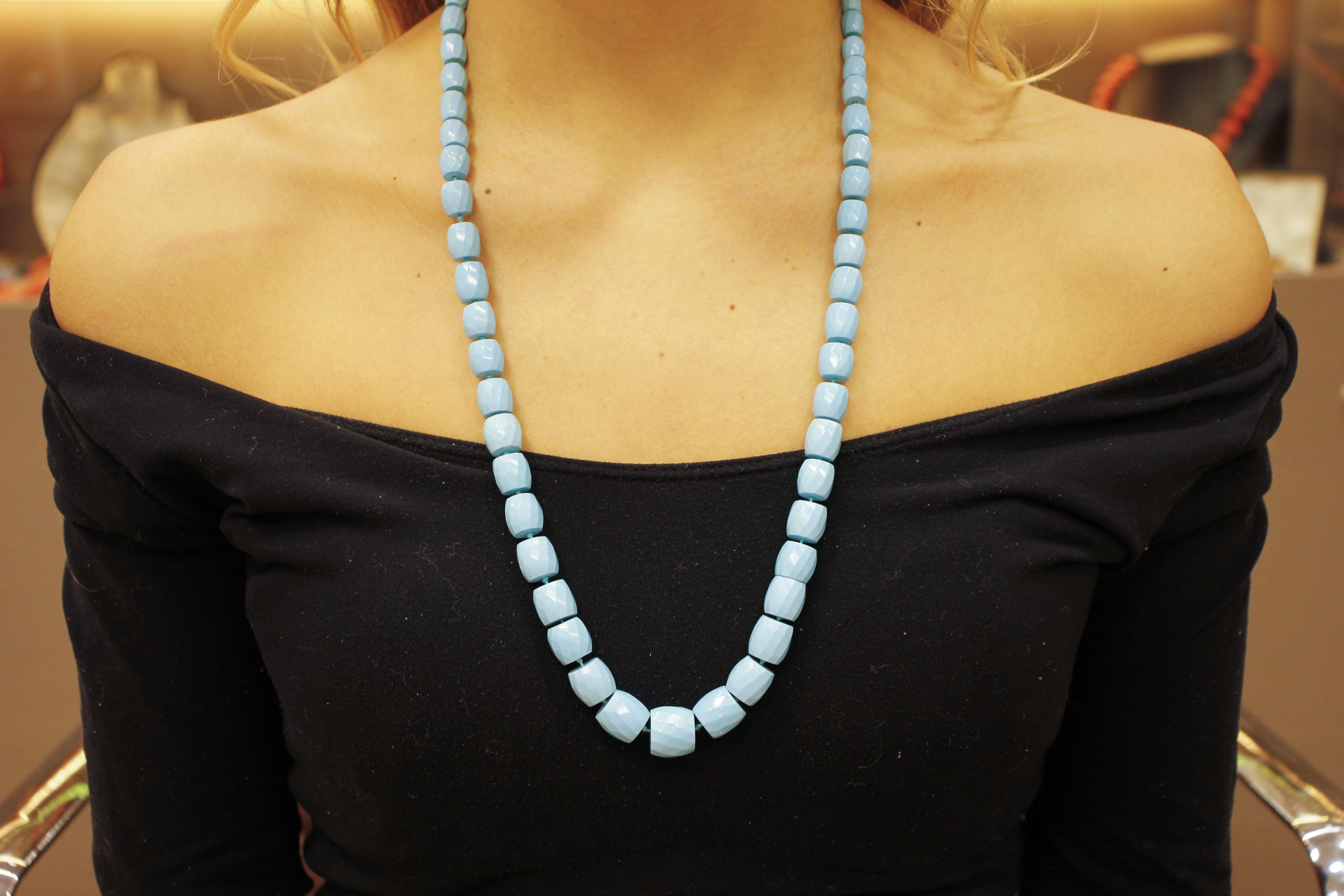 66.60 g Turquoise Paste Link Necklace 1