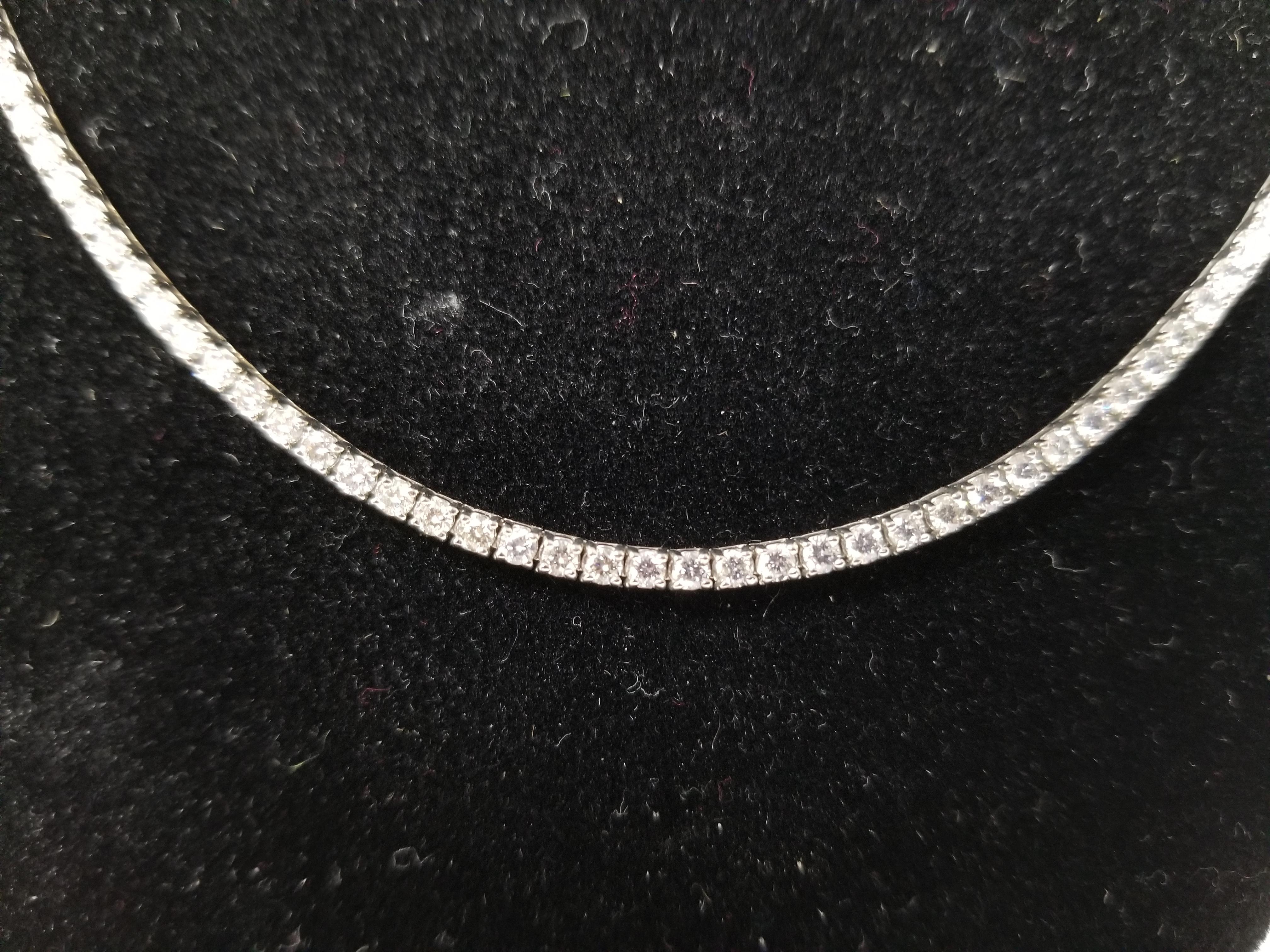 6.67 Carat Round Brilliant Cut Diamond Tennis Necklace 14 Karat White Gold 22'' 2