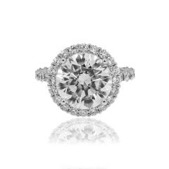 6.67 Carat Round Brilliant Diamond Ring Brilliant White 18K White Gold