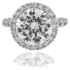 6.67 Carat Round Brilliant Diamond Ring Brilliant White 18K White Gold