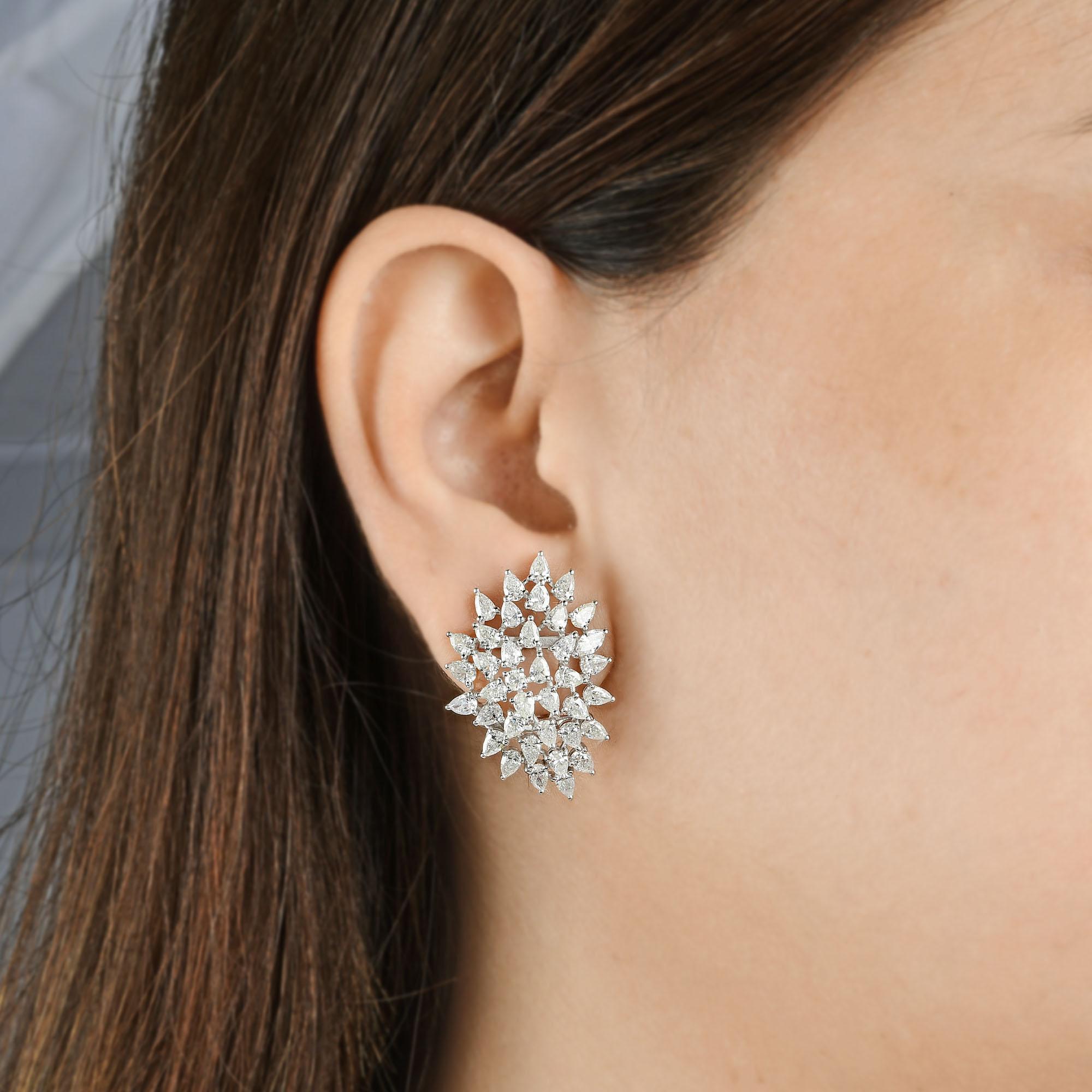 Moderne Clous d'oreilles en diamant poire de 6,67 carats, pureté SI, couleur HI, en or blanc 18 carats en vente