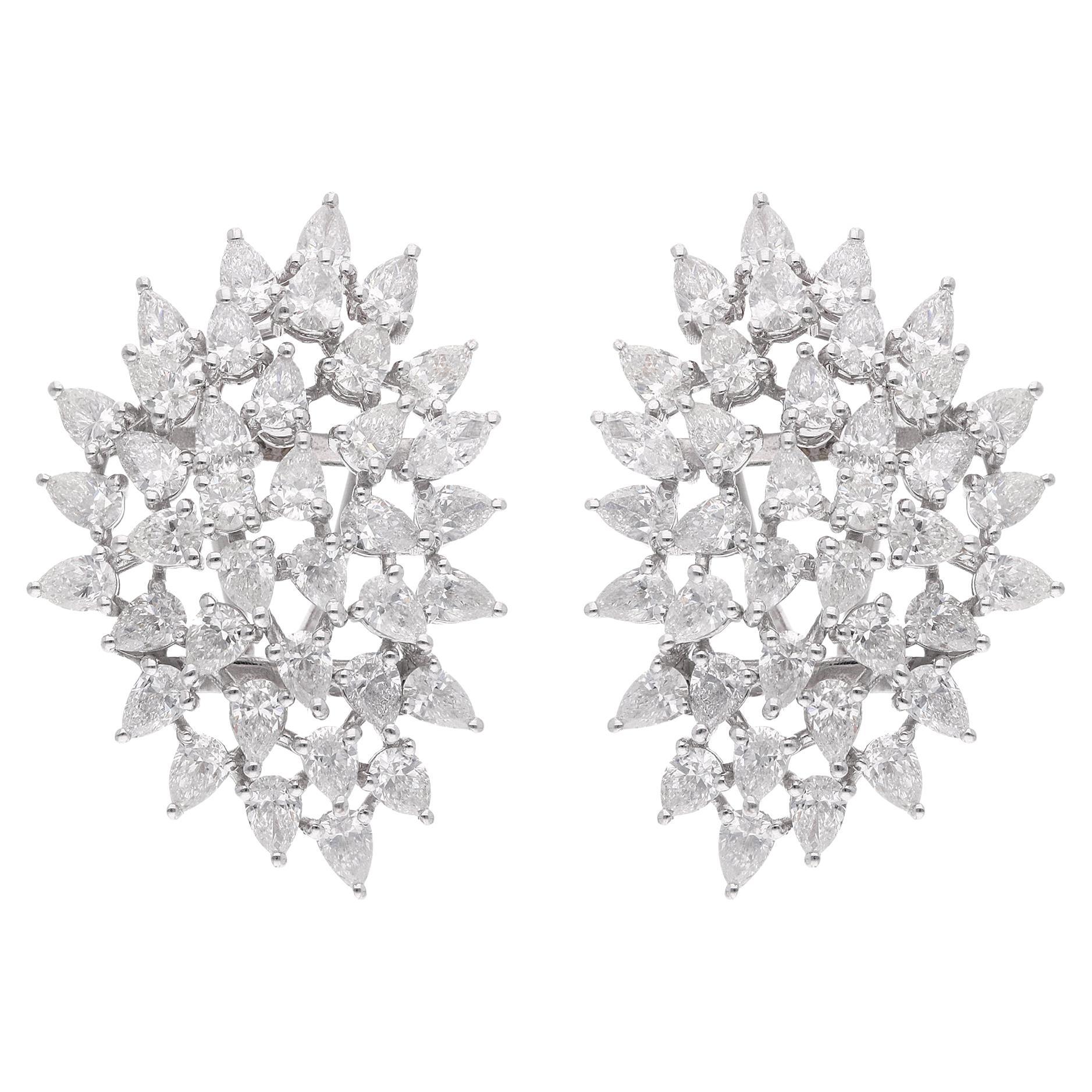 Clous d'oreilles en diamant poire de 6,67 carats, pureté SI, couleur HI, en or blanc 18 carats en vente