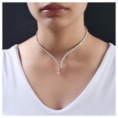 6.67 Ct SI/H Natural Diamond Open Choker Collar Necklace 14k White gold