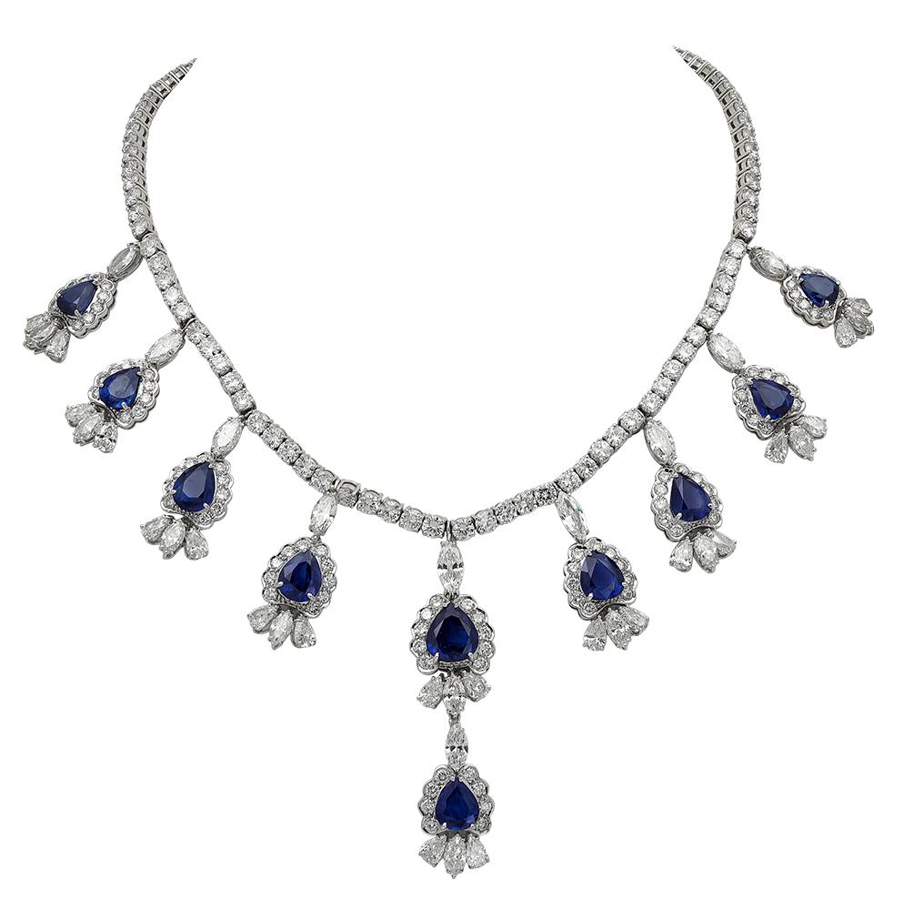 blue sapphire earrings and necklace set