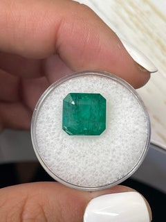 6.68 Carat 10.6x10.3 Vivid Green Zambian Emerald - Emerald Cut May Birthstone (pierre de naissance de mai)