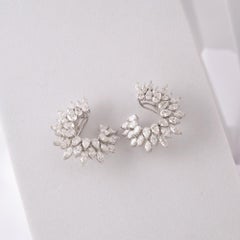 6.68 Carat Marquise and Pear Diamond Ear Hoop Earrings in 18K White Gold