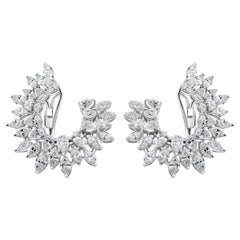 6.68 Carat Marquise and Pear Diamond Ear Hoop Earrings in 18K White Gold