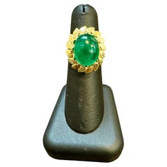 Anello da cocktail con smeraldo dello Zambia da 6,68 carati, oro giallo 14 carati