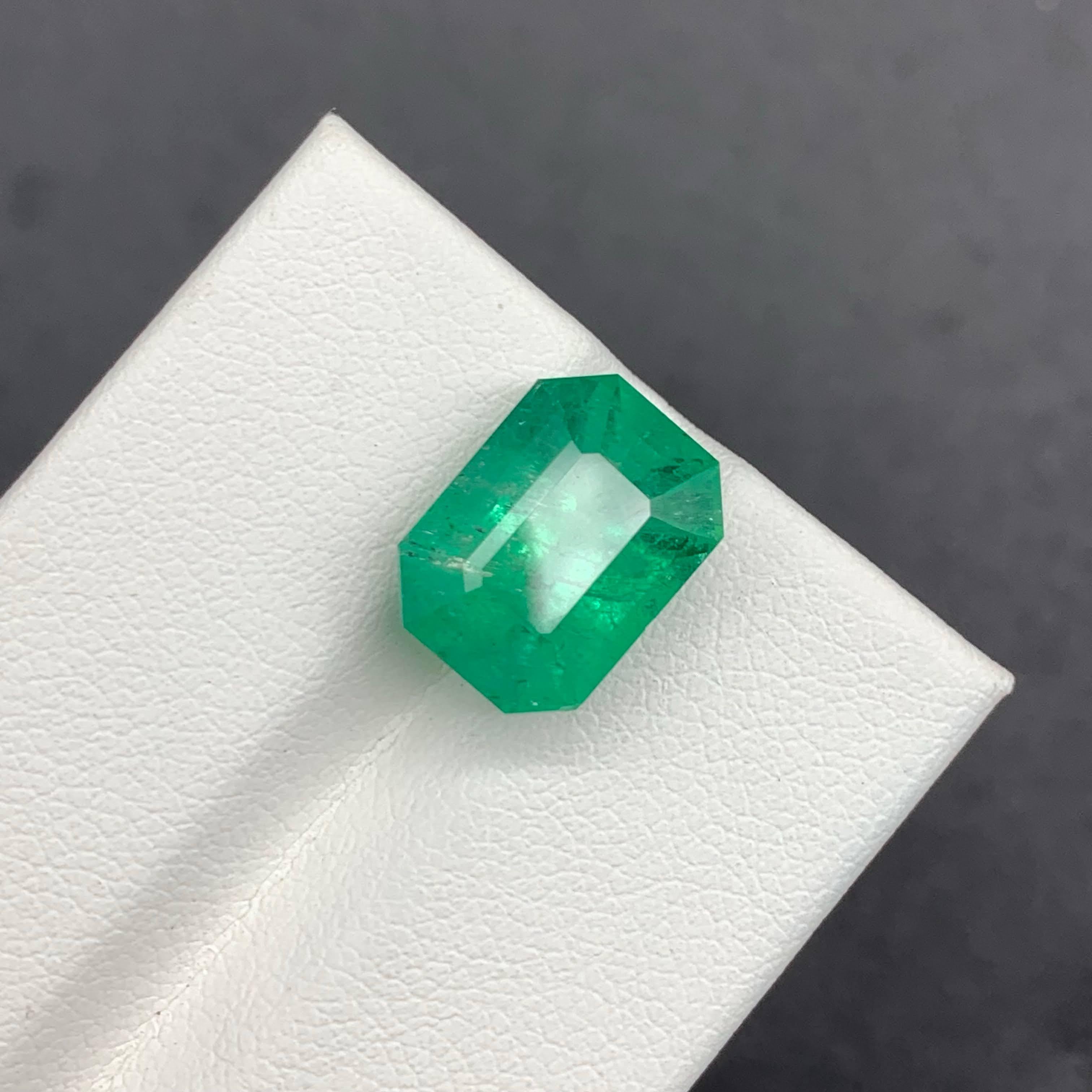 6.68 Carat AIGS Certified Emerald Stone Emerald Cut Natural Afghan Gemstone For Sale 2