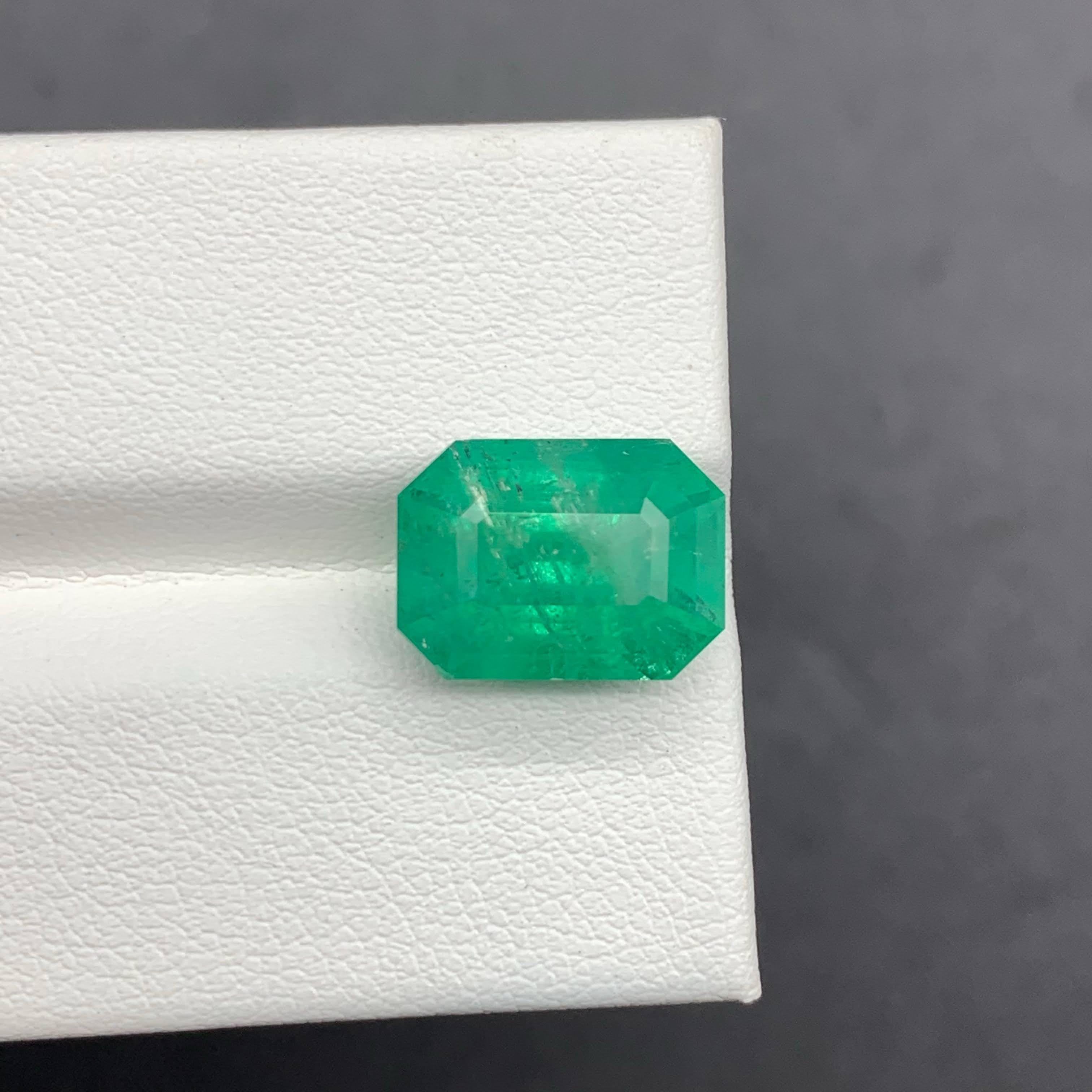 6.68 Carat AIGS Certified Emerald Stone Emerald Cut Natural Afghan Gemstone For Sale 3