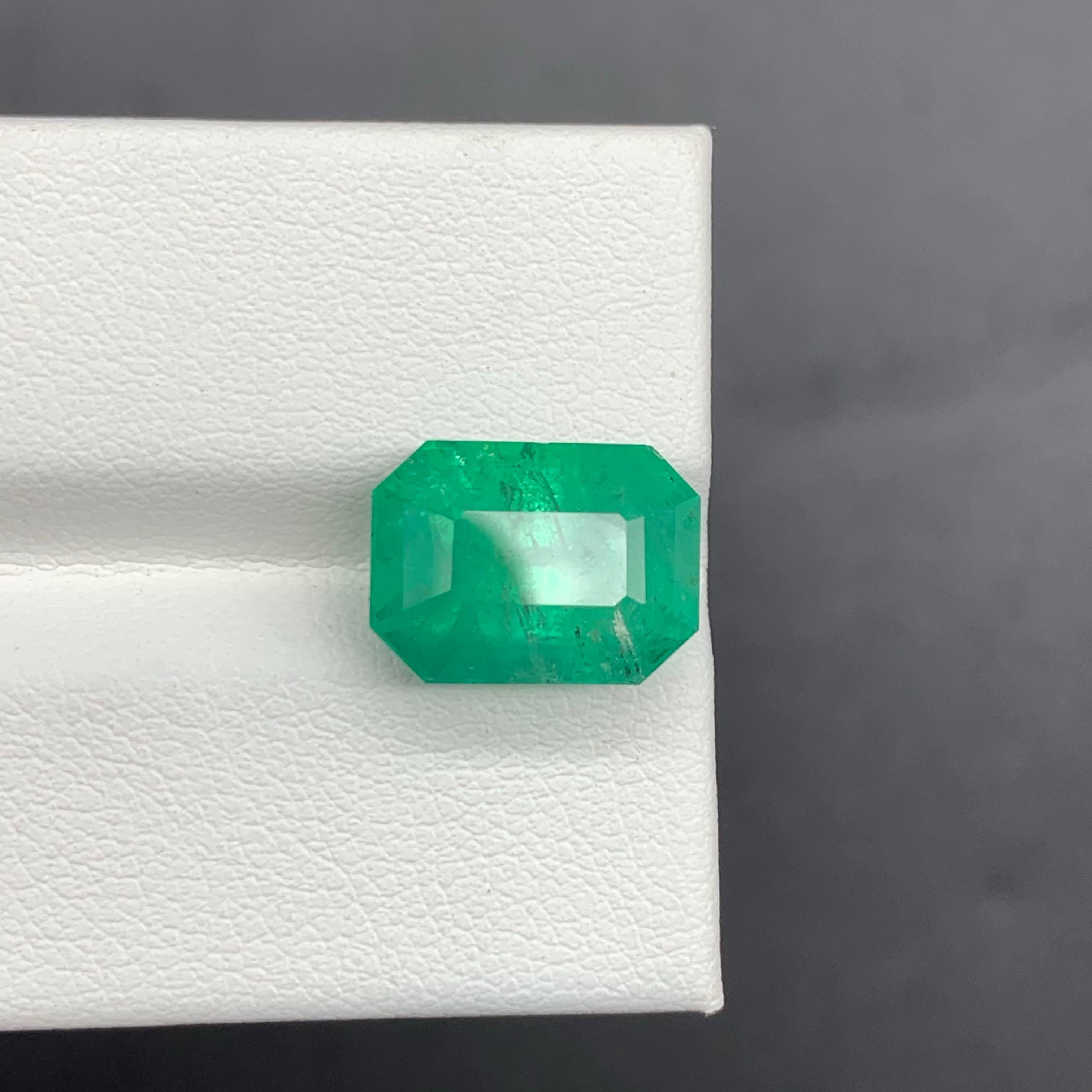 6.68 Carat AIGS Certified Emerald Stone Emerald Cut Natural Afghan Gemstone For Sale 4