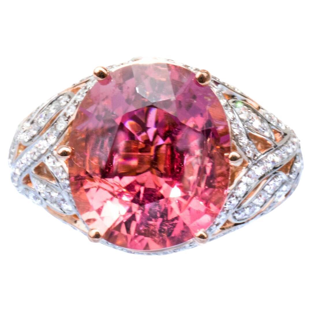 6.68 ct. Rose Pink Paraiba Tourmaline & Diamond Ring 18K