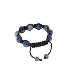 66.80ct Pave Blue Sapphire Bead Macrame Silver Bracelet